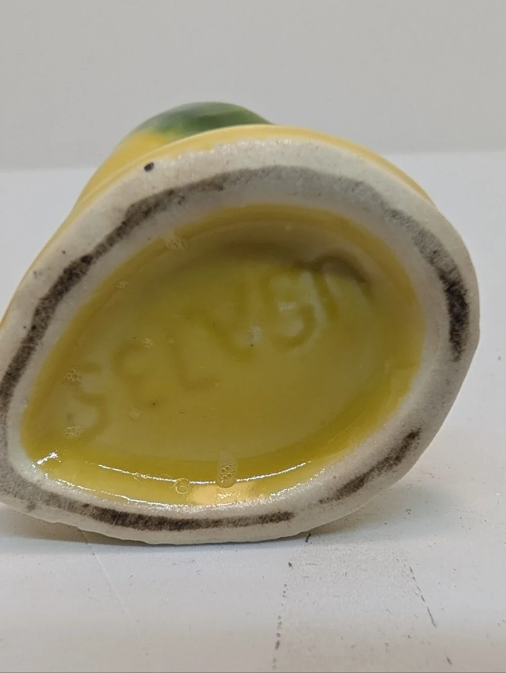 Vtg Shawnee Pottery Cornucopia Yellow and Green Swirl Mini Bud Vase